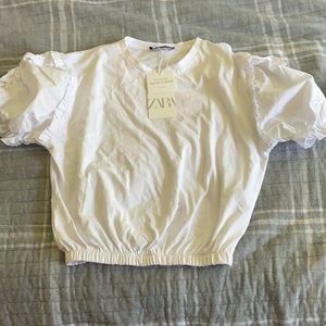 White T-Shirt with Ruffles by Zara